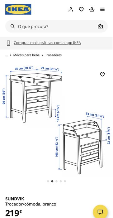 Cómoda/ Muda Fralda IKEA Sundvik