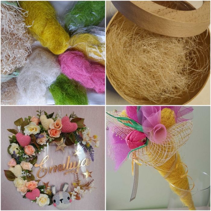 Сизаль цветная,рафа Raphia,стружка,солома,наполнитель