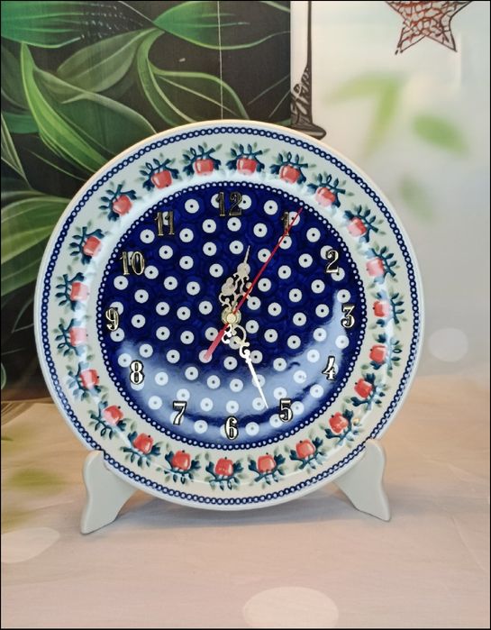 Zegar wiszący ceramiczny ścienny 25 cm cichy ceramika Bolesławiec