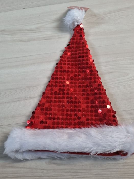 Czapka świąteczna z cekinami nowa
