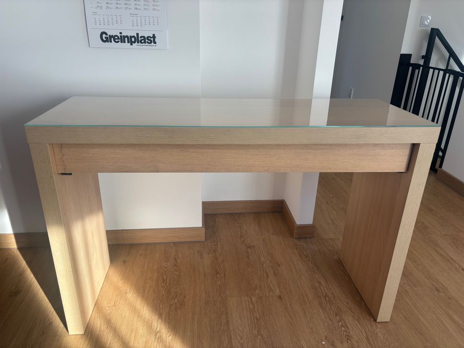 Toaletka (biurko) ikea MALM 120x41 dąb bejcowany na bialo