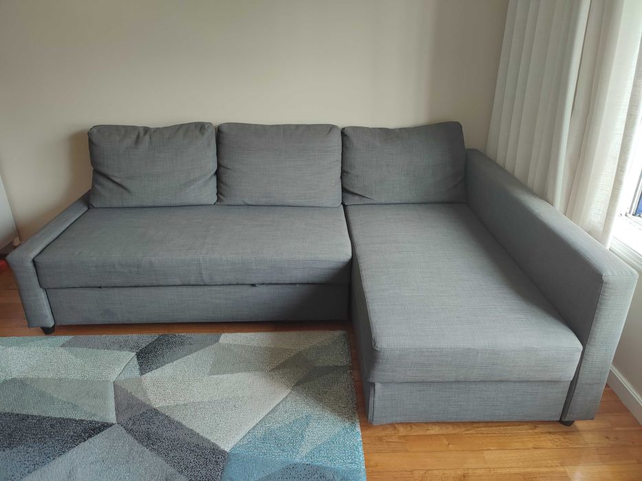 Sofá-cama IKEA FRIHETEN c/ arrumação | Cinzento escuro | Bom estado