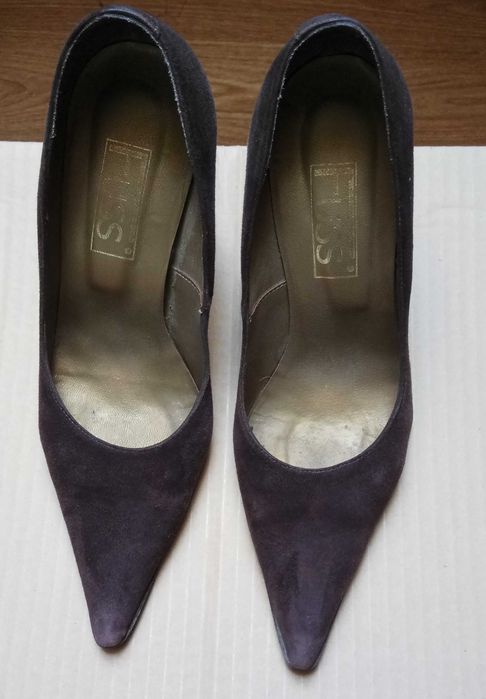 Elegantes Sapatos de Salto Alto em Camurça Castanho - Tamanho 36