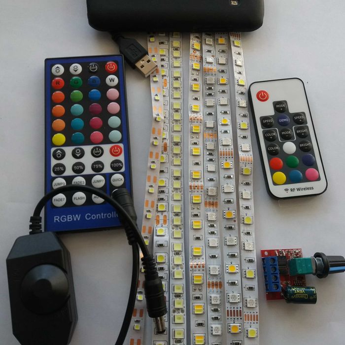 Светодиодная LED лента 5в Usb  3мм 12В 24В желтая, RGB (цветная) пульт