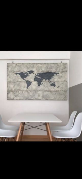 Quadro feito de pallet mapa mundo