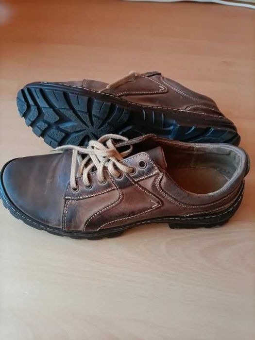 Buty męskie obuwie trekkingowe skóra brąz.
