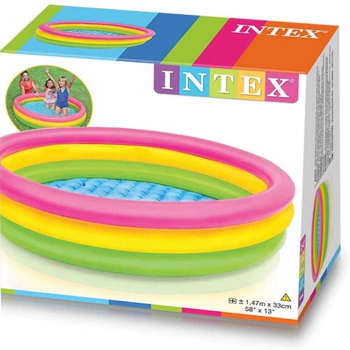 Дитячий басейн з надувним дном Intex 58924 Веселка Розмір 86*25 см