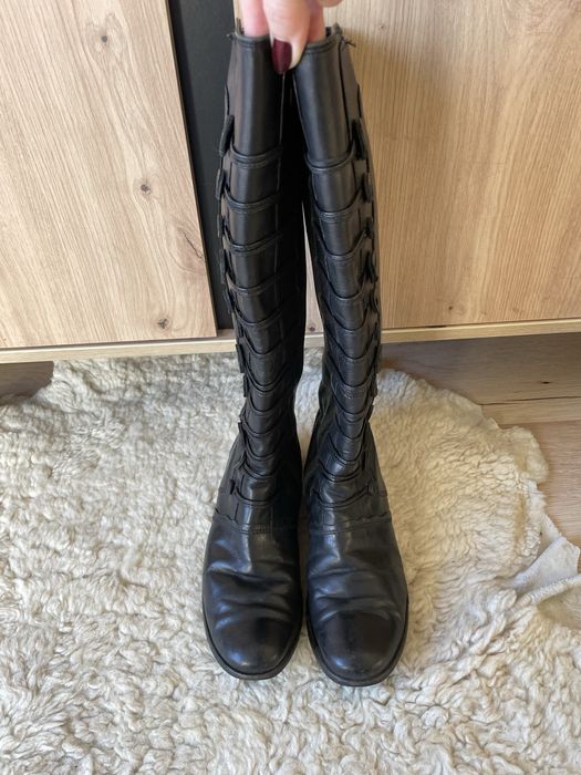 Brązowe czarne botki wysokie wysoka cholewka Gabor kozaki ciemne 38,5