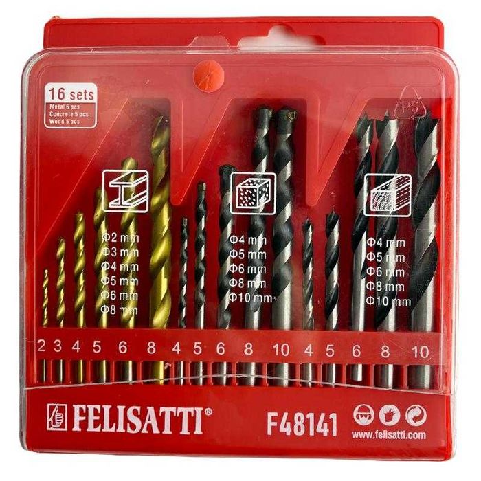 Набір свердел по металу, бетону та дереву Felisatti F48141