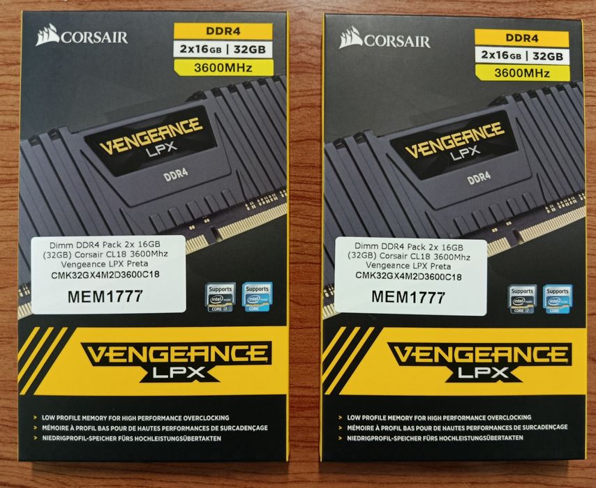 64GB DDR4 / 3600Mhz - 2 x Packs  Corsair DDR4 32GB (2x16GB)