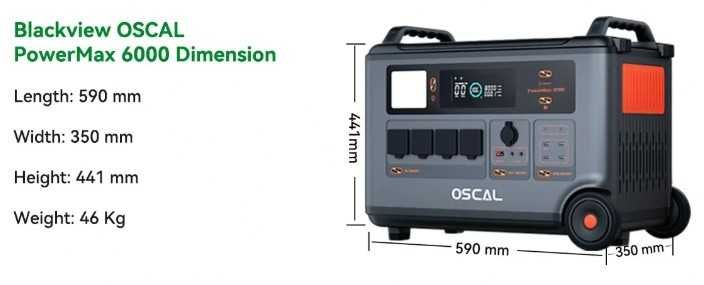 Estação Energia Solar Oscal 6000W/9000W MPPT 2400W 3600Wh BT e WI-FI