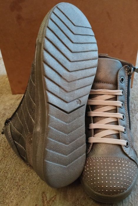NOWE BUTY Bata R.34 Brąz - Oryginalne - Zdobione - Zamek - Sznurówki
