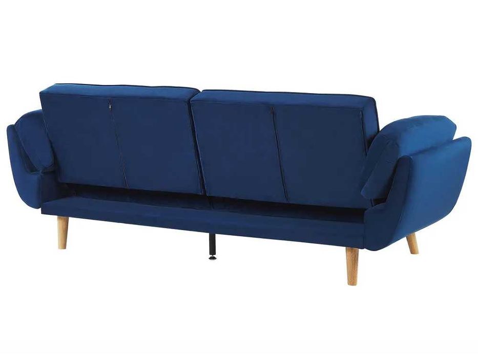 Sofa rozkładana dla 3 osób ASBY Welur Granatowy Beliani