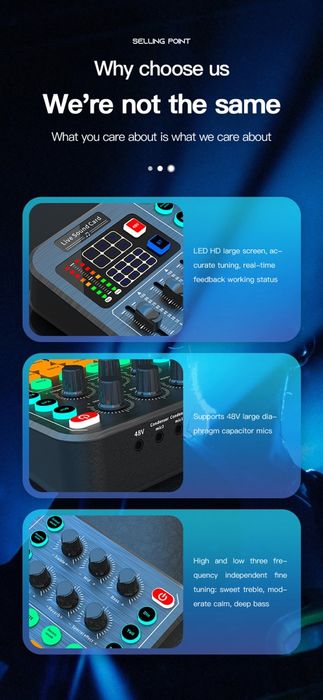 Misturador de Áudio M6 placa de som ao vivo 48v NOVO