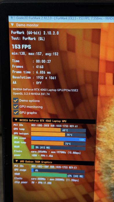 Ігровий ноутбук Acer Nitro 17 165Hz RTX 4060 8GB Ryzen 7 8845hs 16GB DDR5 ноутбук для ігор, геймін робоча станція , потужний ігровий ноутбук