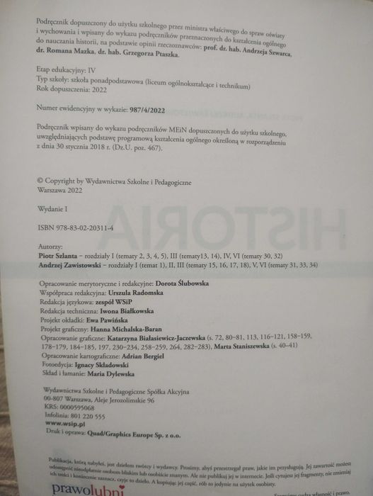 Podręcznik historia WSiP 2022 liceum technikum klasa 4