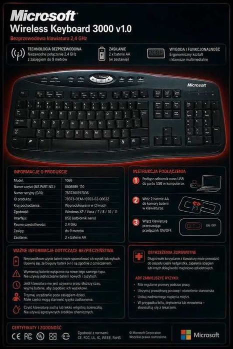 Microsoft Wireless Keyboard 3000 v1.0.