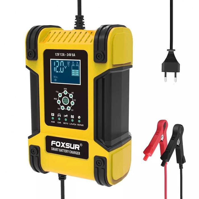 Foxsur Автоматическое зарядное устройство для автомобилей 12 В 12А