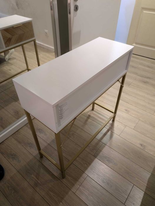 Consola de Entrada Moderna (Branco/Dourado) + OFERTA de 2 Quadros