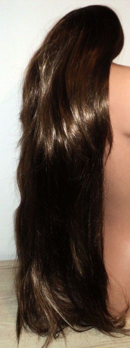 Peruka damska długie włosy jak naturalne, brąz wpadający w rudy