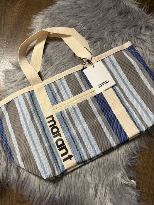 Isabel Marant shopperka niebieskie paski duża torba