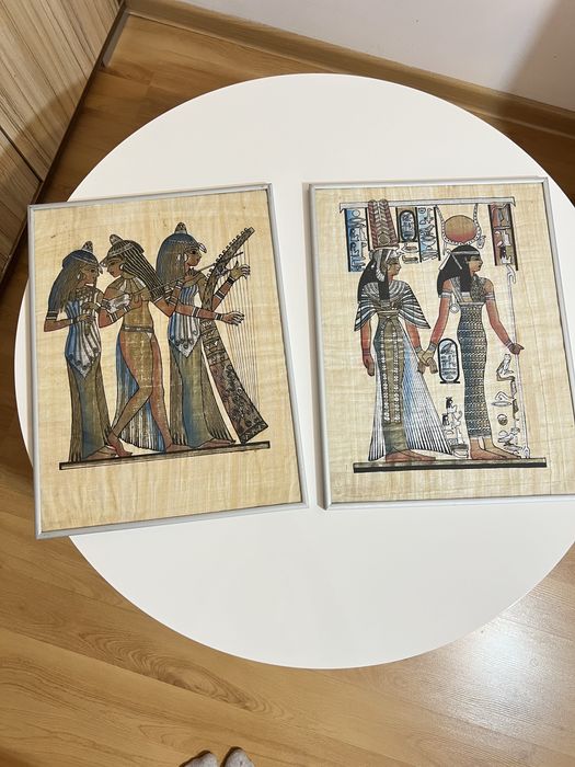 Papirusy egipskie w srebrnej ramce 2 szt