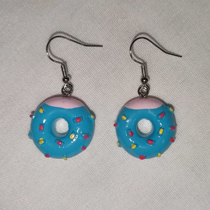 K149 Kolczyki wiszące Donut Pączki Handmade
