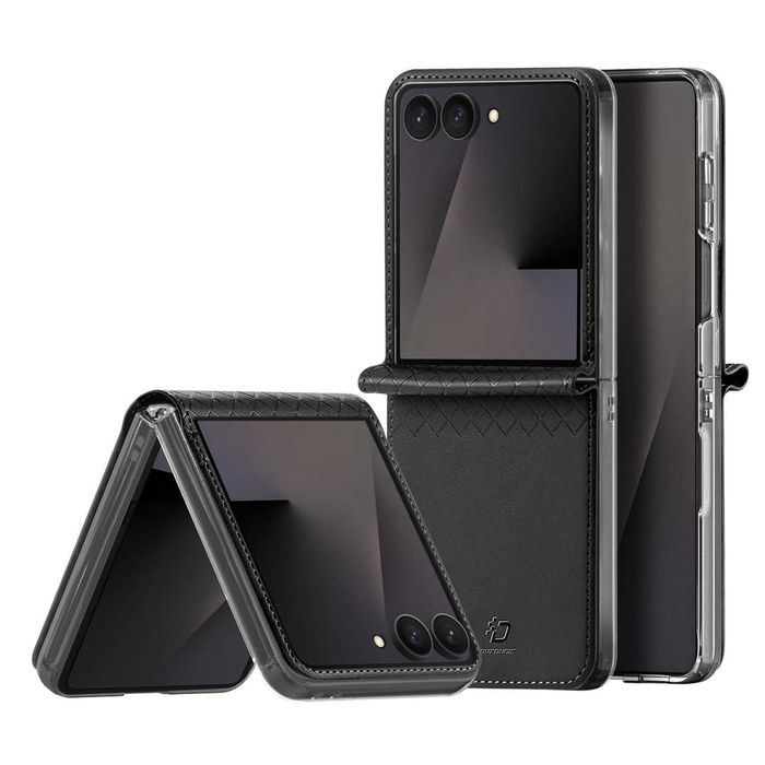 Capa Dux Ducis Bril em Pele para Smartphone Samsung Galaxy Z Flip8 com Fecho Magnético – Preto