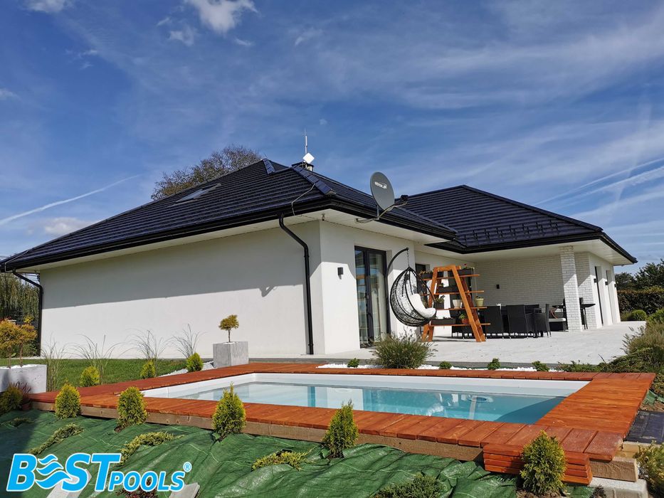 NOWOŚĆ ogrodowy basen z poliestru MALEDIVES 8x3x1.35m z izolacą