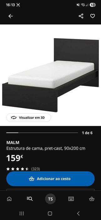 Cama solteiro Malm