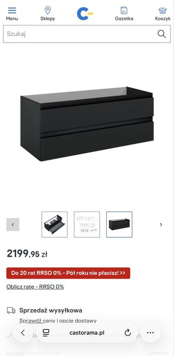 Szafka łazienkowa Oltens Vernal 120 cm czarny mat, 2 szuflady