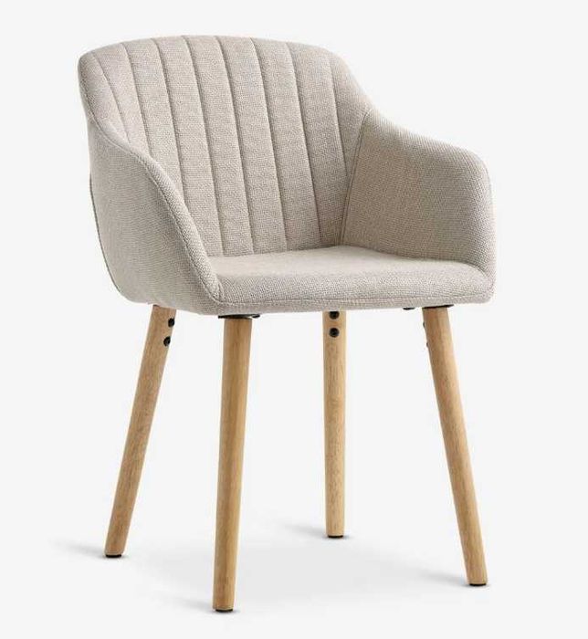 Cadeira sala jantar ADSLEV tecido bege/cor carvalho natural