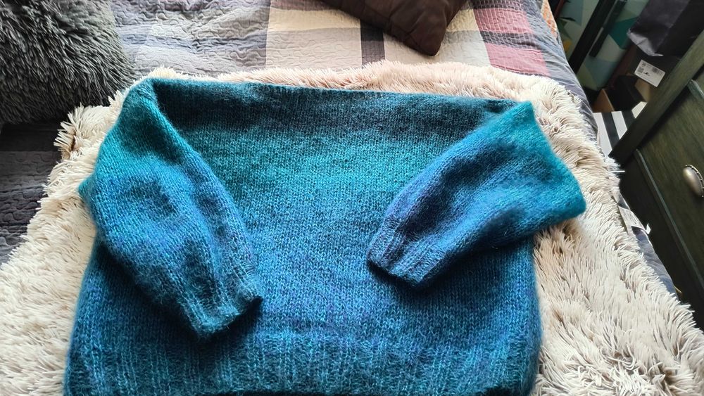 Sweter hand made, moher , jedwab