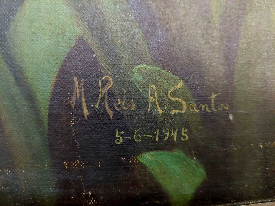 Quadro com pintura a oleo de 1945 em muito bom estado