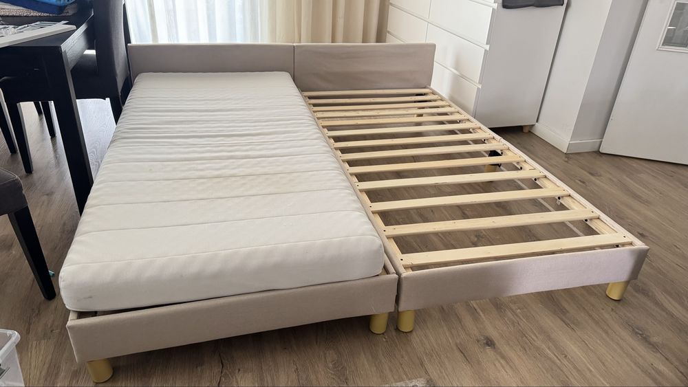 Cama 90x190cm Tecido Bege (com ou sem colchao) Tenho 2