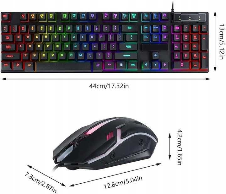 BOGATY GAMINGOWY ZESTAW Klawiatura + mysz gamingowa do gier prezent