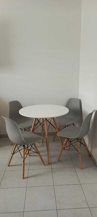 Duży stół + 4 krzesła białe skandynawskie 80cm ZESTAW NOWE