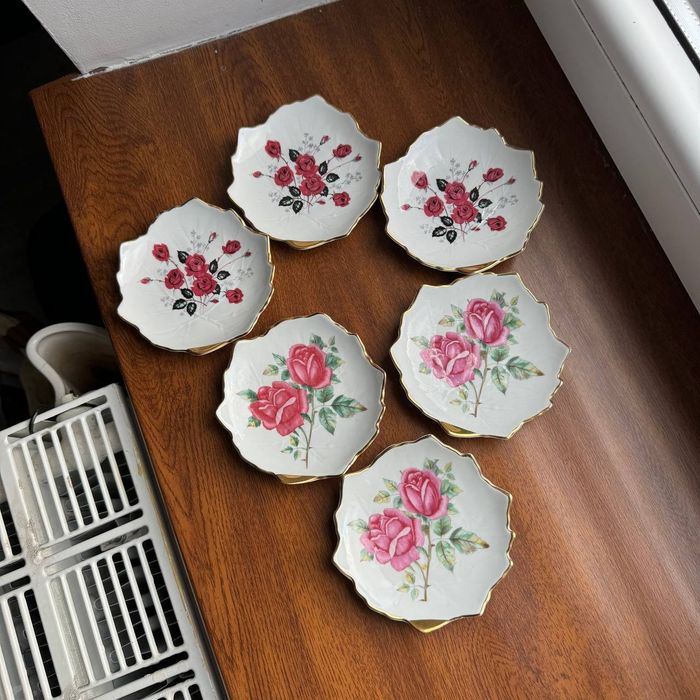 Talerzyki Liście do przystawek Porcelana Wawel PRL