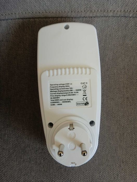 Розетка-енергометр 16a max 3600w 230v (ватметр, вольтметр, амперметр)