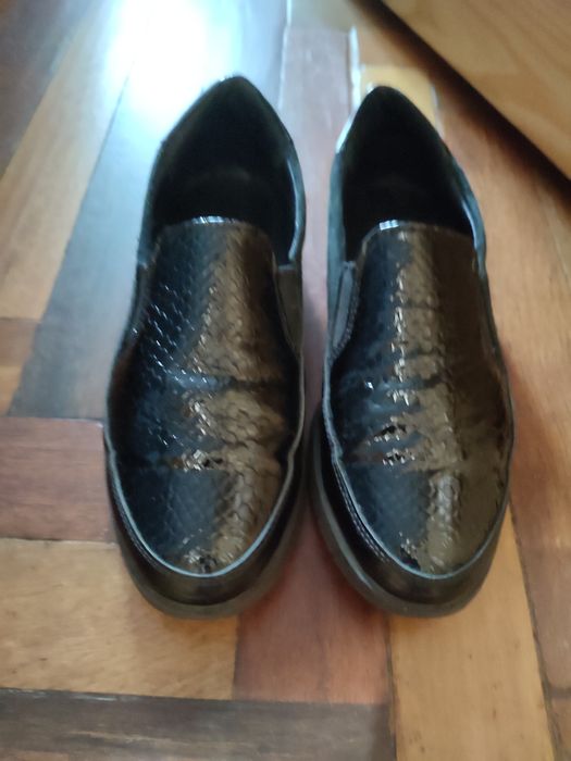 Слипоны женские р37 кожа лак+ замша