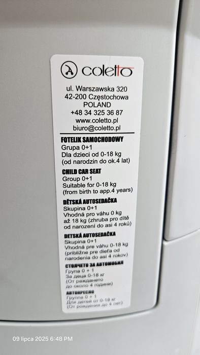 Fotelik samochodowy obrotowy coletto mokka