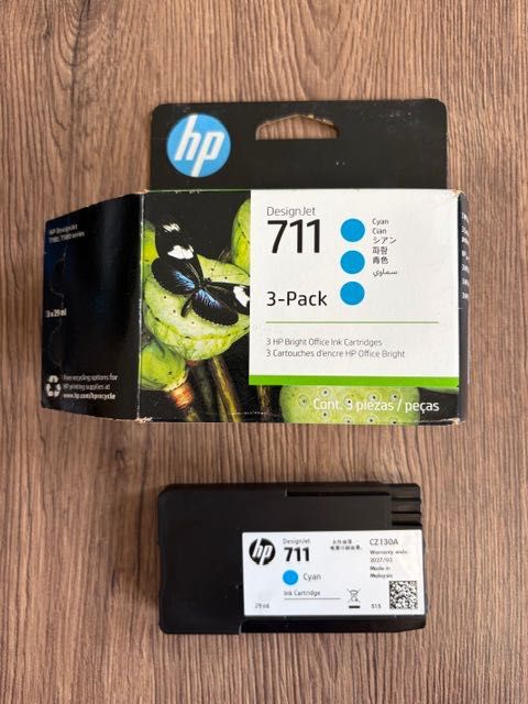 Tusz HP 711 cyan niebieski zupełnie nowy