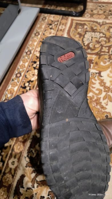 Шкіряні напівчеревики Rieker Antistress (р. 46) темно-коричневі