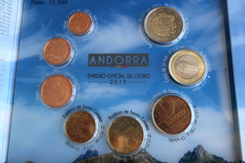 Carteira set Moedas EURO Coins - ANDORRA (Vários Anos)