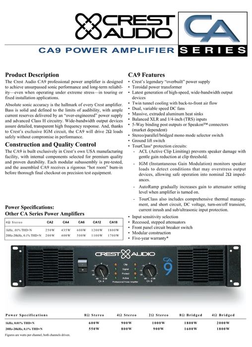 Amplificador CREST AUDIO CA9