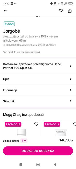 Jorgobé, aha glikolowy  peeling żel 65 ml, peeling glikolowy