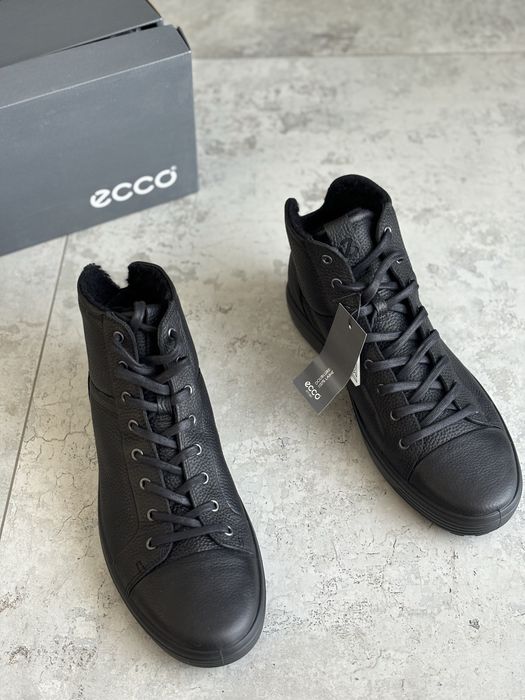чоловічі черевики Ecco soft 7 tred, розм 46 утеплені зимові осінні оригінал екко шкіра шкіряні нові чорні фірмові Мужские ботинки