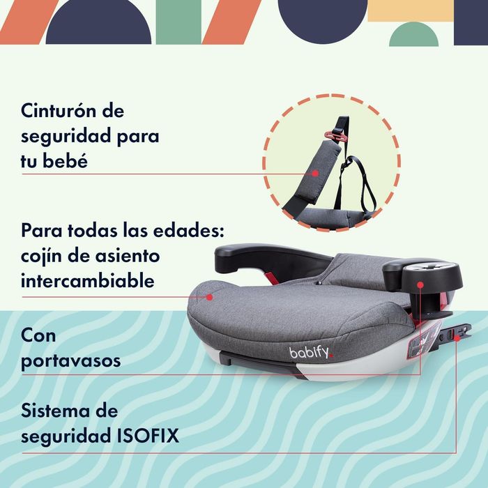 Cadeira de criança confortável p/ carro 5-12 anos, com o isofix