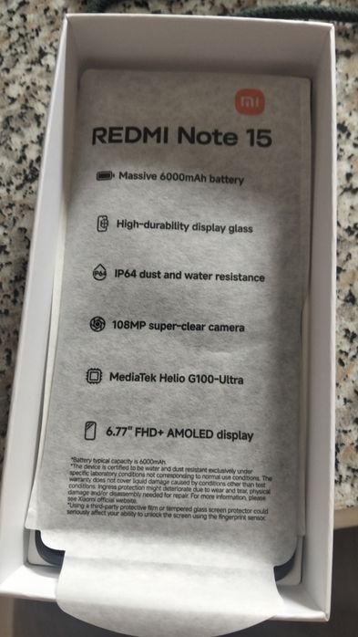 Redmi Note 15 – Como novo – Caixa + Fatura