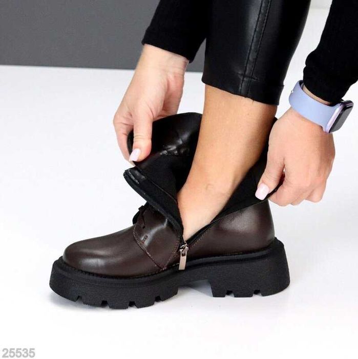 Демісезонні шкіряні чорні і шоколадні черевики, кожаные ботинки 36-40р